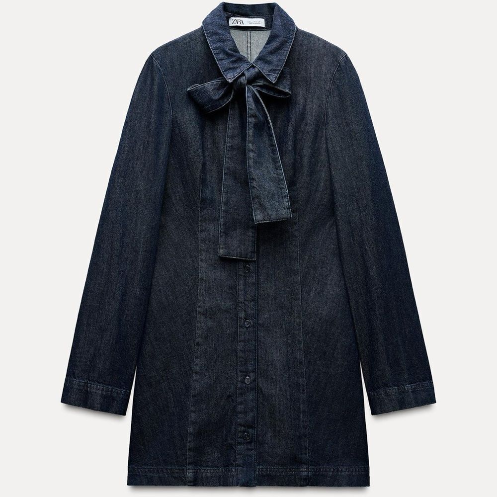 Zara denim bow dress TRF